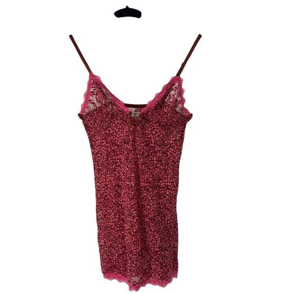 Vintage Pink‎ Brown Cami Top Floral Lace Trim Adjustable Straps - Picture 1 of 7
